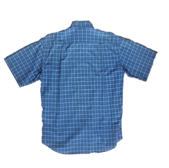 Bruno St-Hilaire Blue Men's Short sleeves Plaid Shirt 100% Cotton Size M - Picture 4 of 5